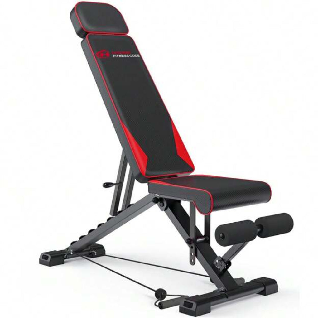Adjustable Folding Workout Weight Bench with Resistance Bands