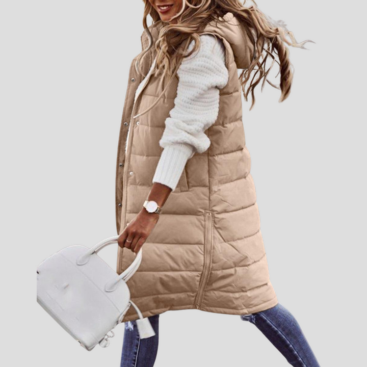 Women’s Long Hooded Bodywarmer