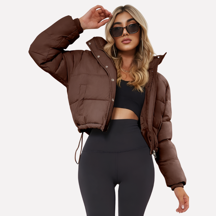 Women’s Short Jacket with Hood and Front Zipper