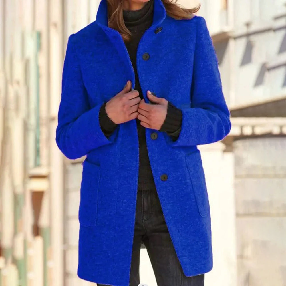 Blauwe lange jas voor dames