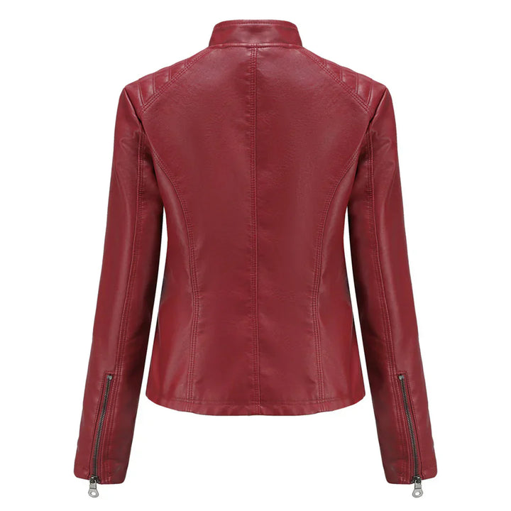 Stylish Faux Leather Women's Jacket with Classic Biker Design