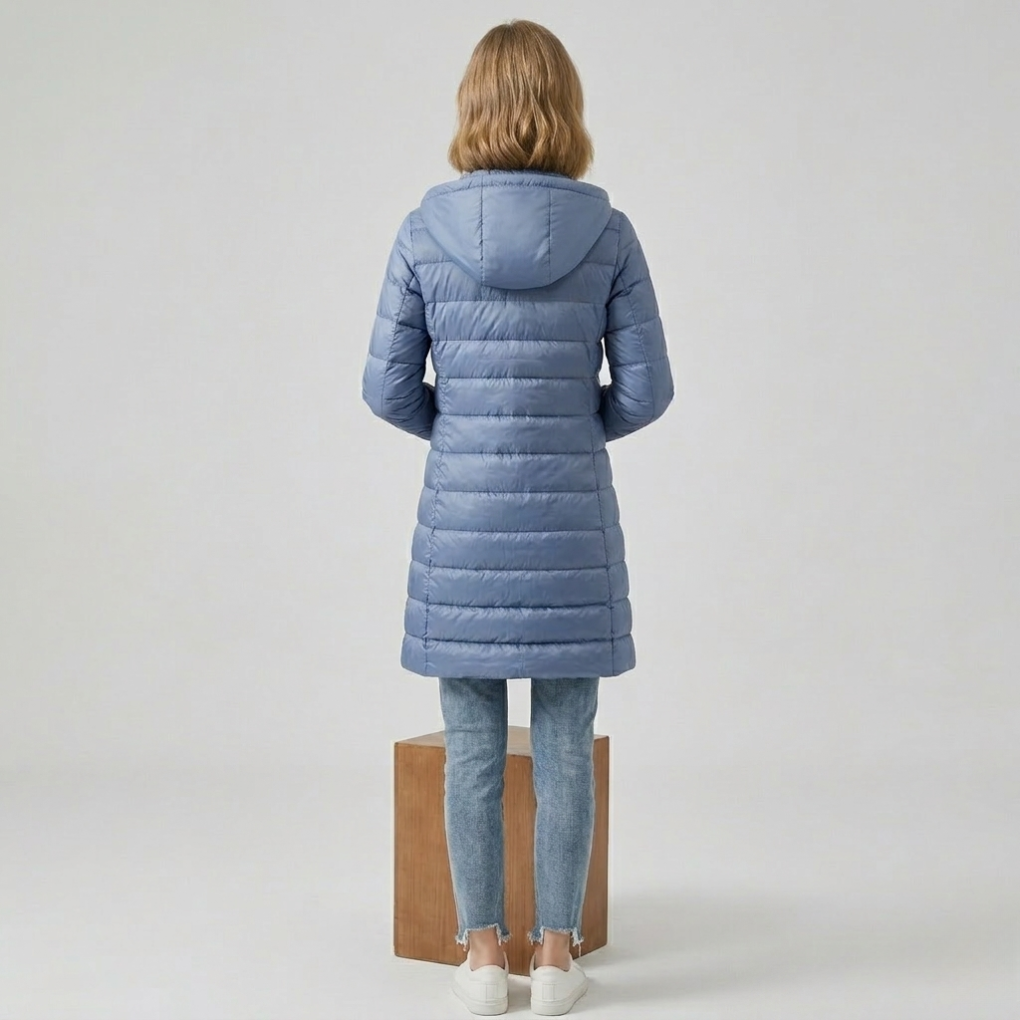 Long Down Jacket with Detachable Hood for Women Stay Warm and Stylish All Season Long