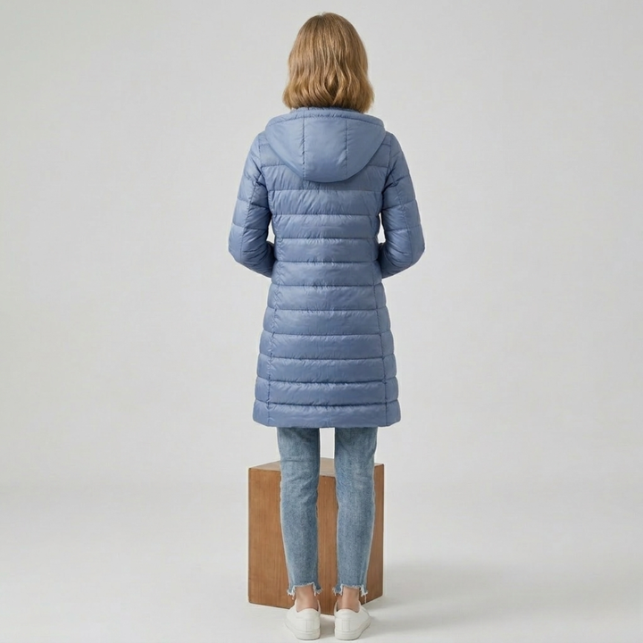 Long Down Jacket with Detachable Hood for Women Stay Warm and Stylish All Season Long