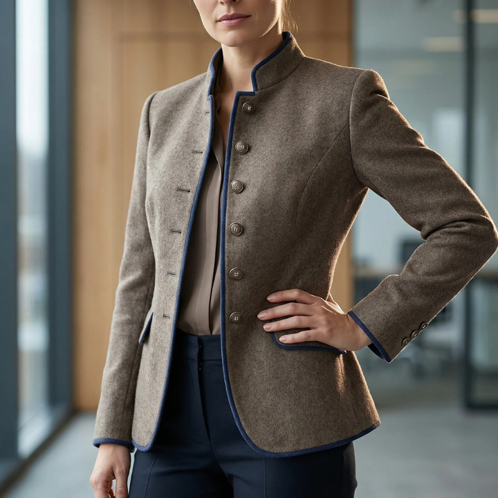 Women’s Lapel Collar Blazer – Button Front Style