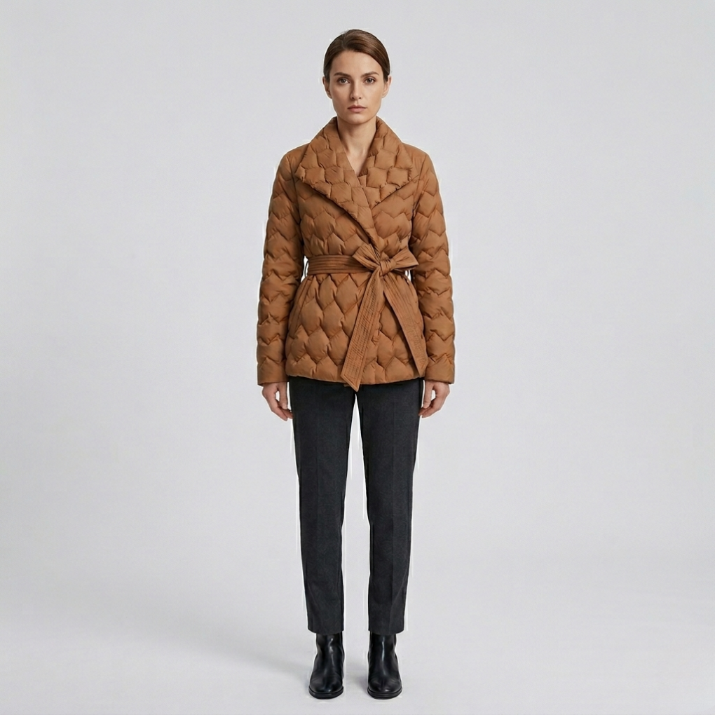 Womens Down Coat with Belt