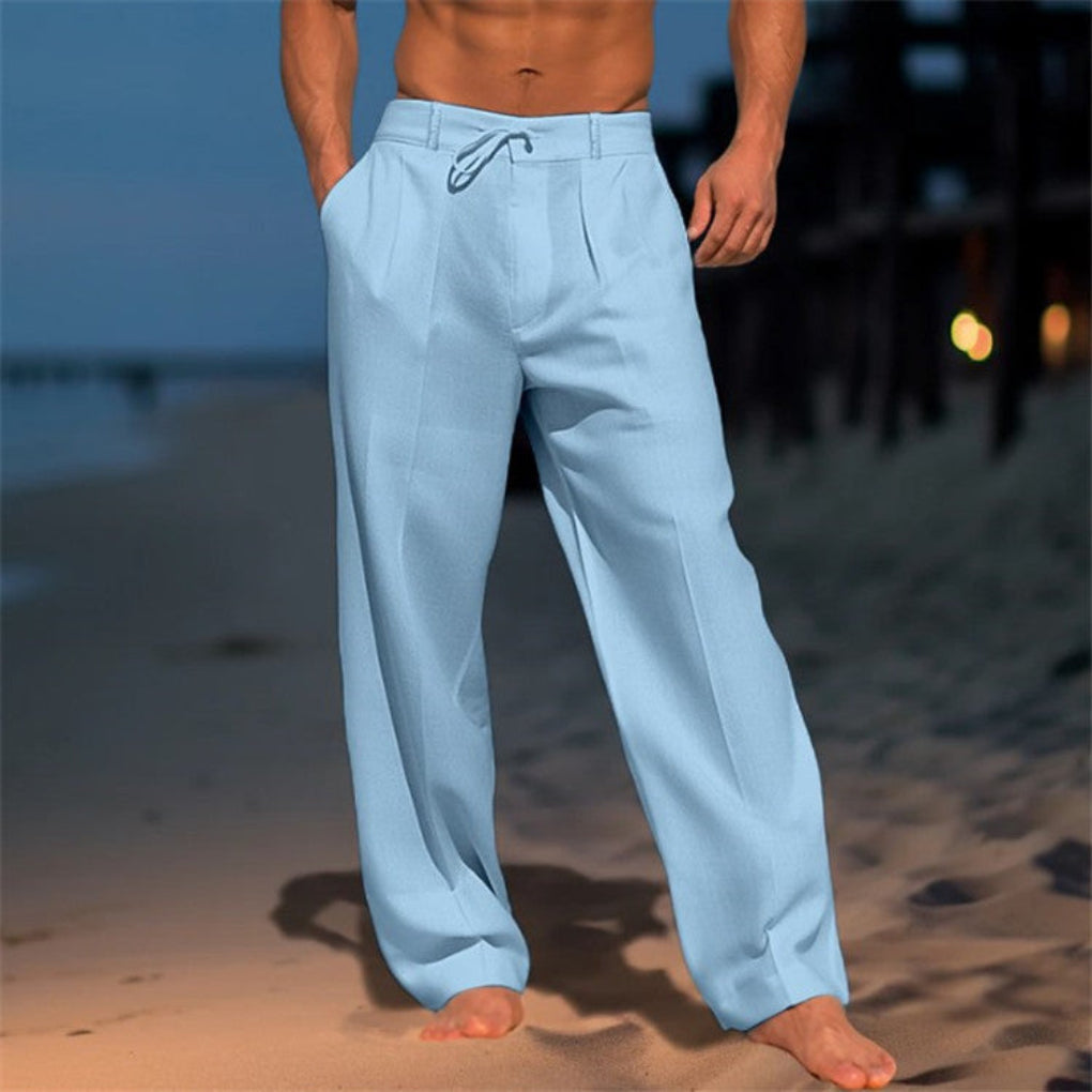 Linen Relaxed Fit Drawstring Trousers