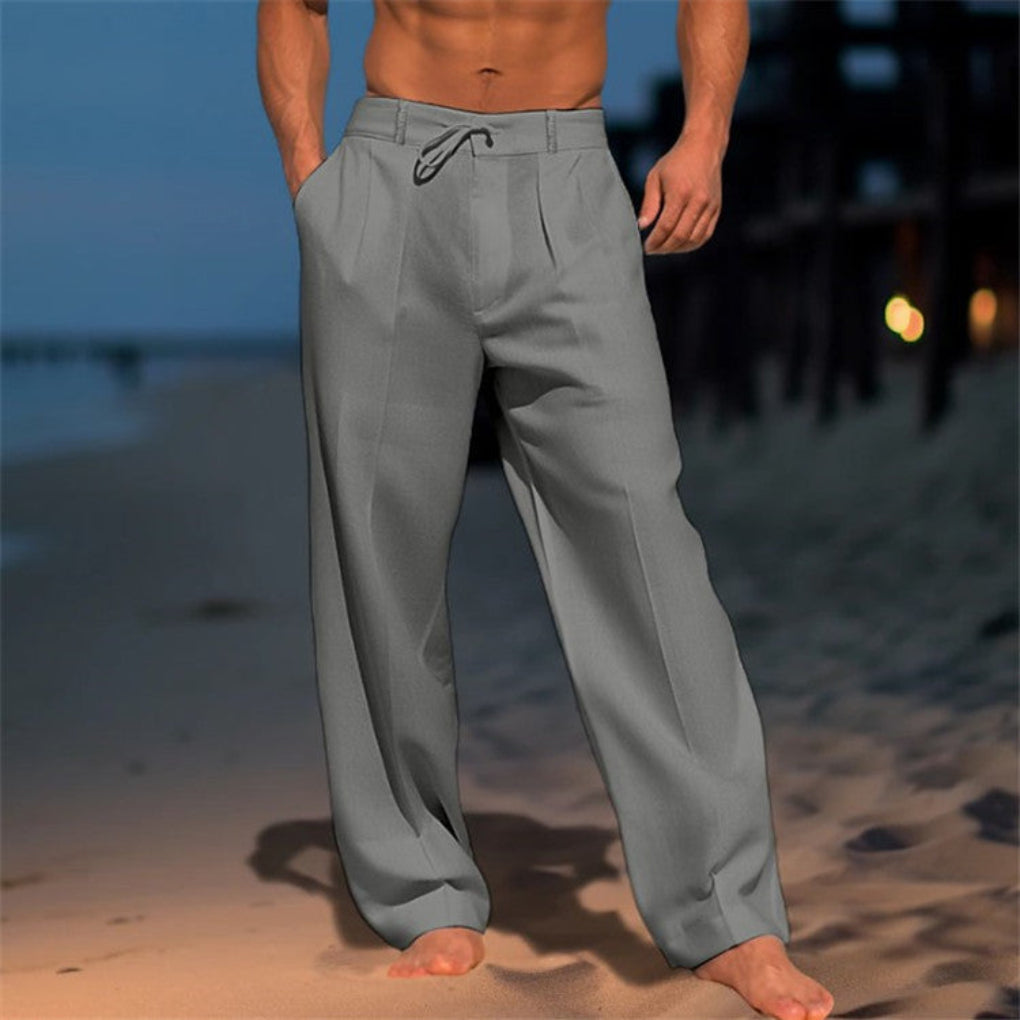 Linen Relaxed Fit Drawstring Trousers