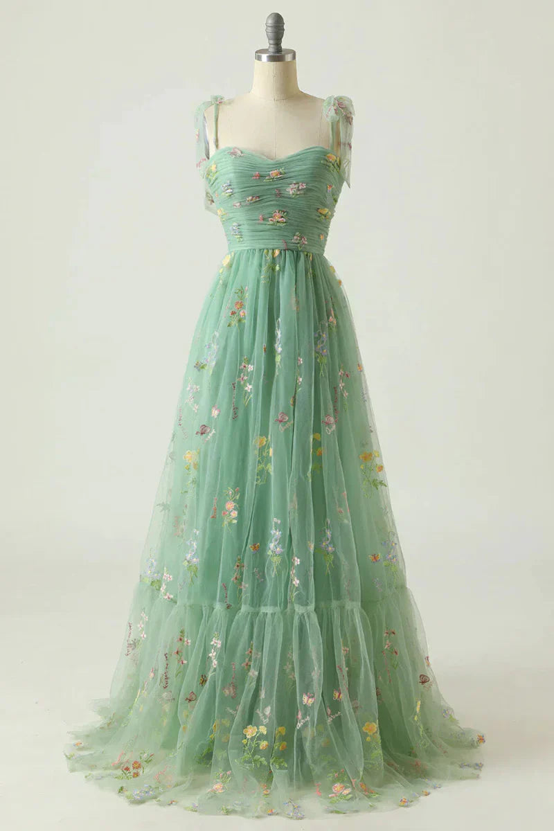Embroidered Tulle Ball Gown