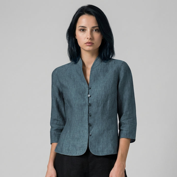 Women’s Stand-Collar Blouse – Chic Details with Versatile Flair