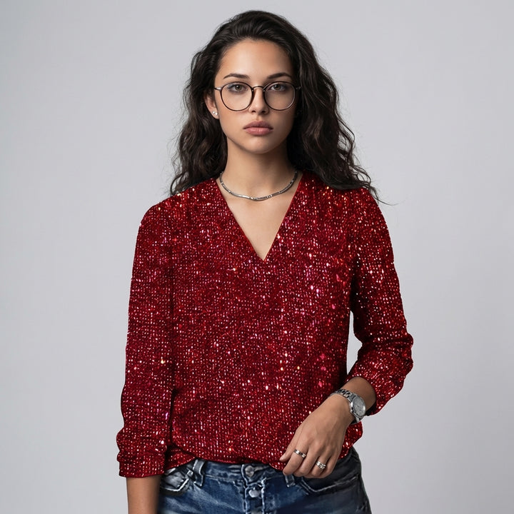 Women’s V-Neck Sequin Sweater