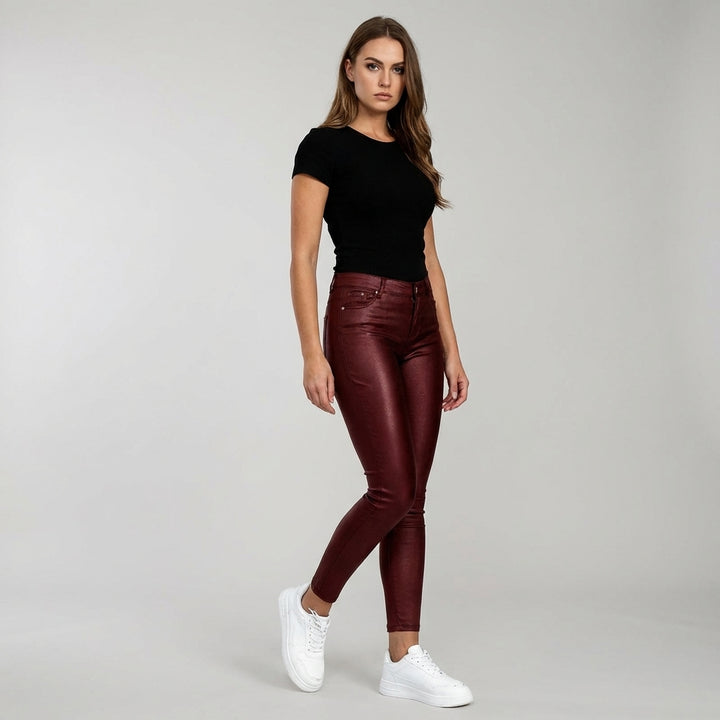 Elegant High-Waist PU Leather Pants for Women