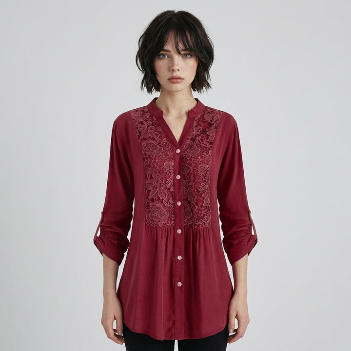 Elegant Lace Blouse with Embroidery