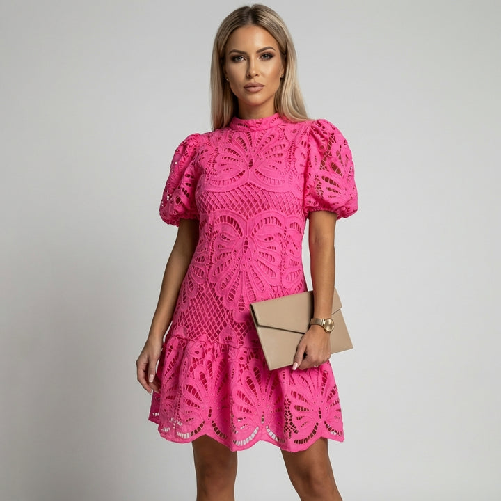 Elegant Mini Party Dress with Ruffles and Cut-Out Detail