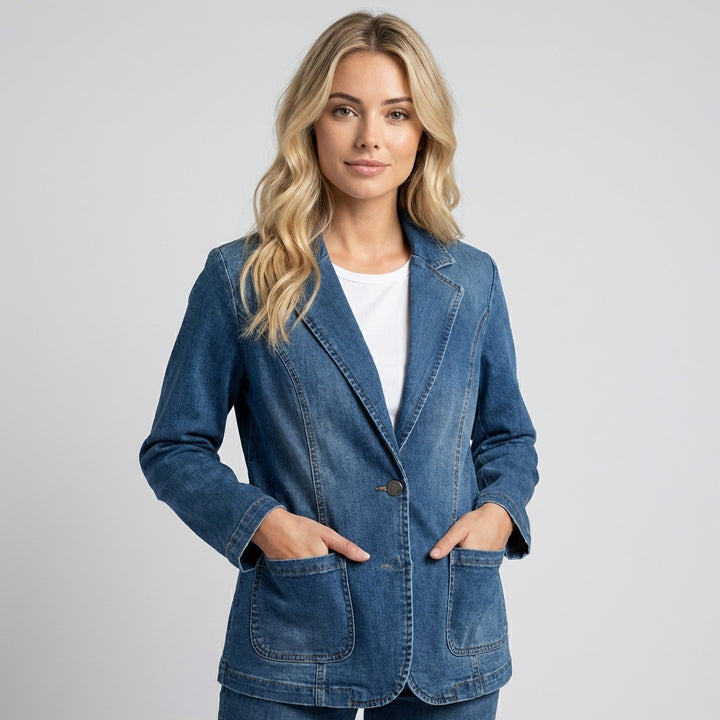 UrbanEdge – Denim Blazer with Classic Fit