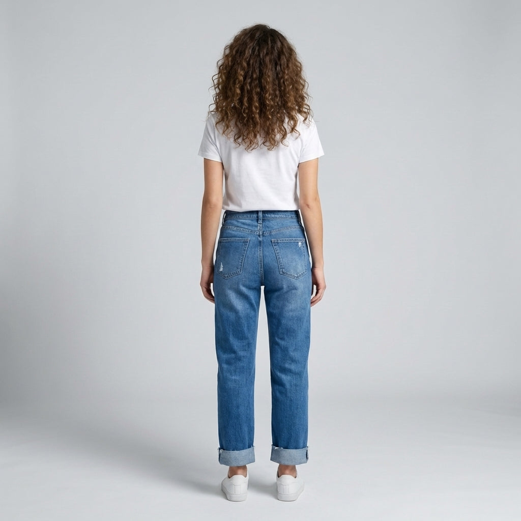 Women's Asymmetric Straight-Leg Jeans
