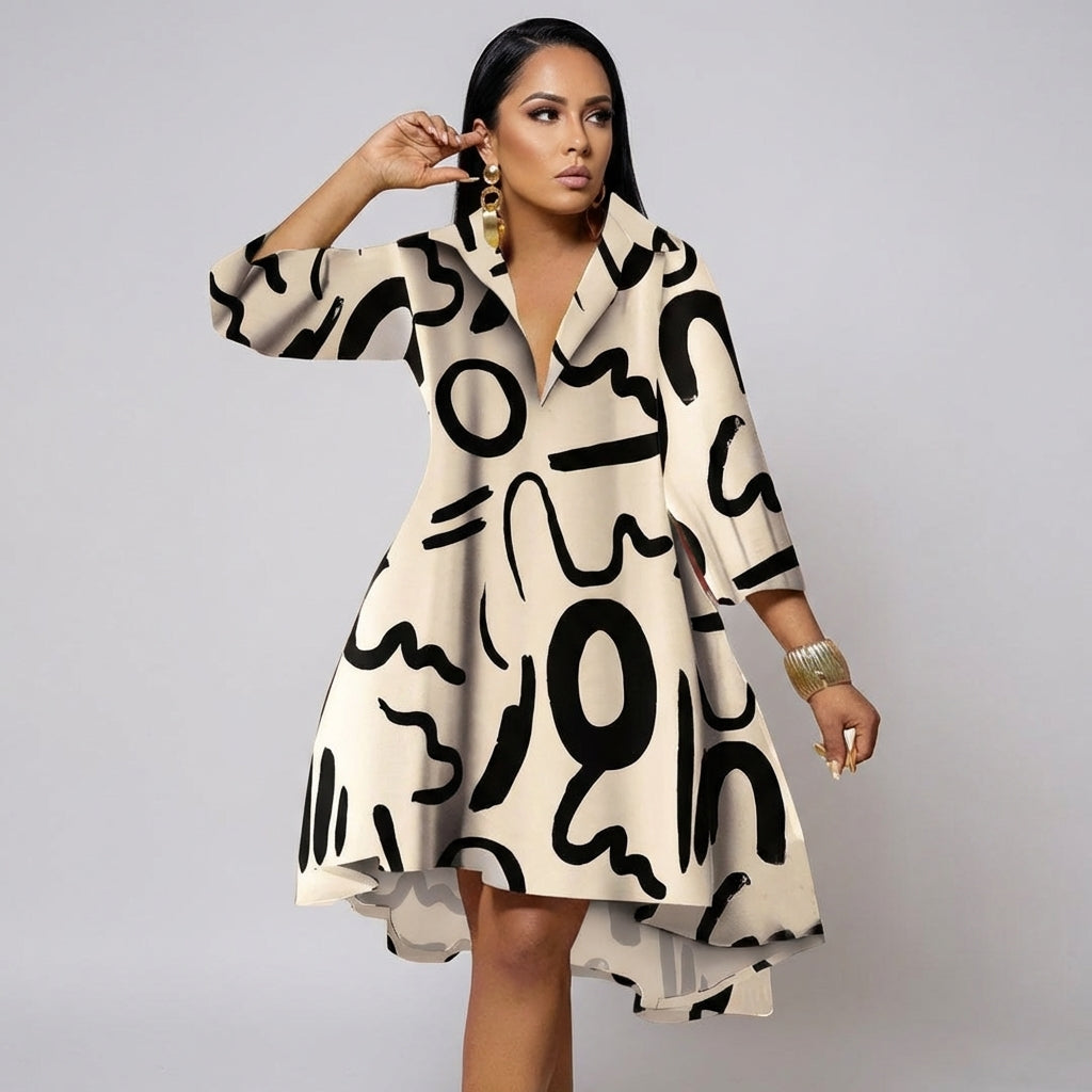 Women's Oversized Summer Dress with Boho Print