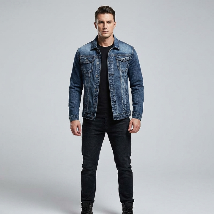 Urban Edge — Classic Denim Meets Biker Attitude