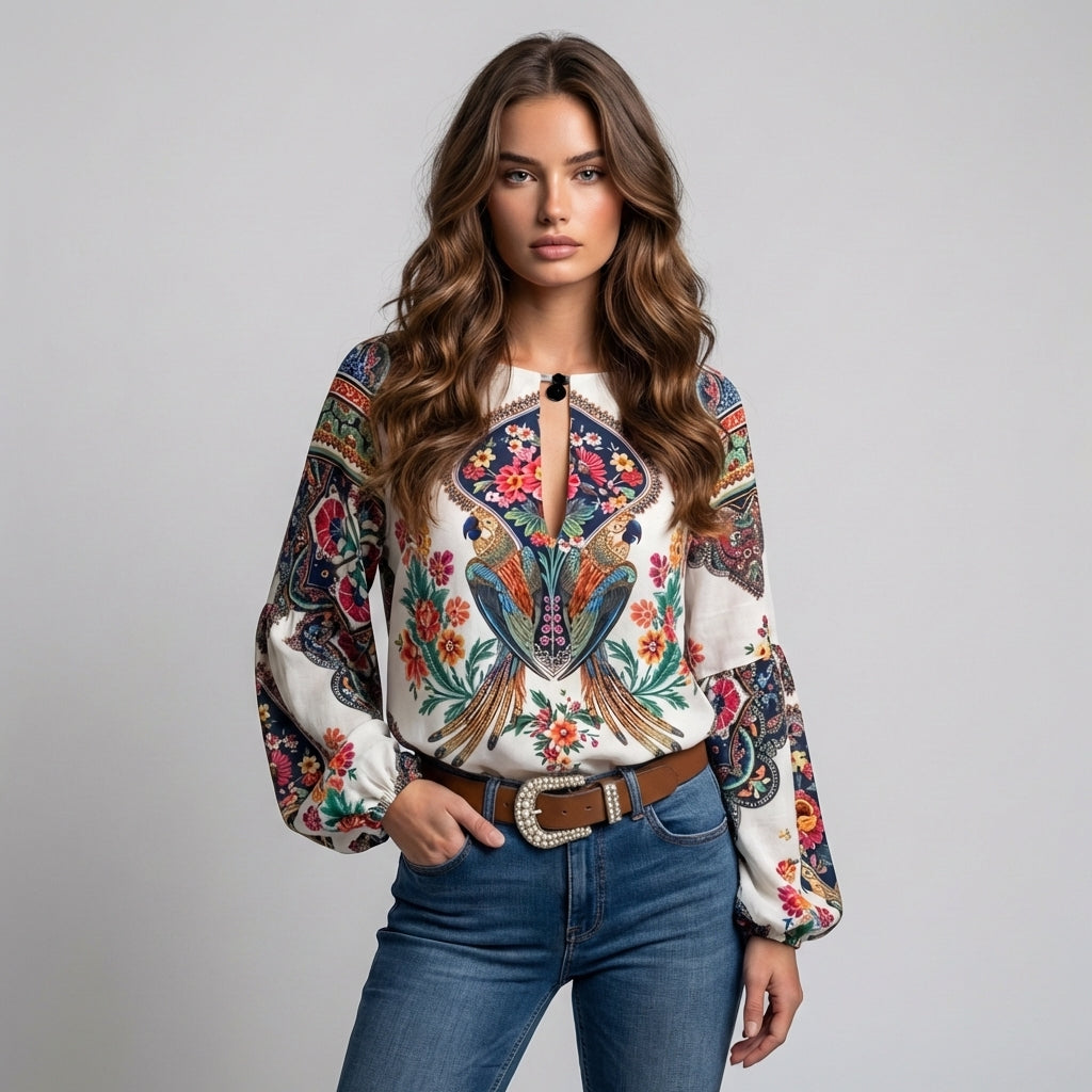 Women's Lightweight Floral Blouse – Breezy Elegance for Warm Days