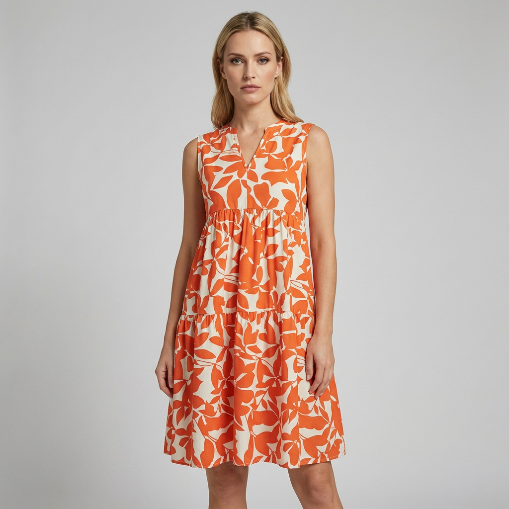 Elegant Summer Dress with V-Neck and Feminine Silhouette
