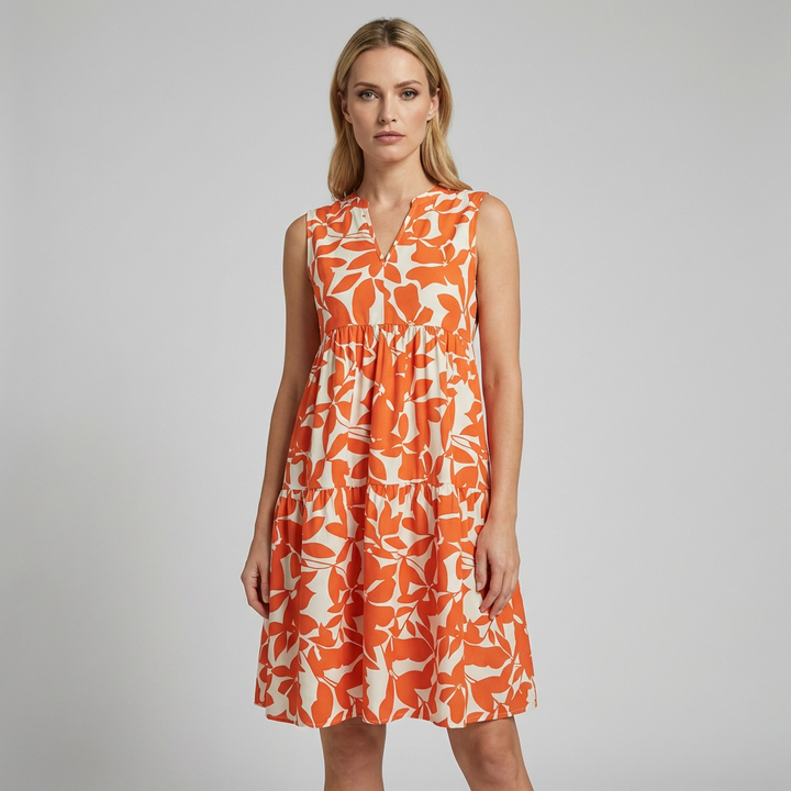 Elegant Summer Dress with V-Neck and Feminine Silhouette