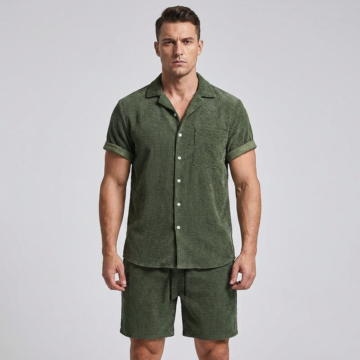 Ribbed Summer Clothing Set for Men  Effortless Style and Comfort for Warm Days