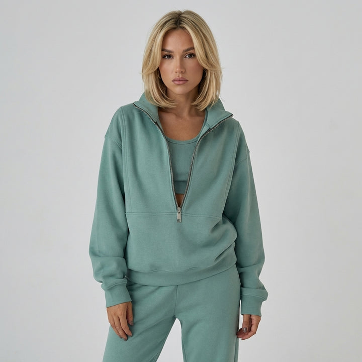 Comfortable Tracksuit Pullover with Zipper for Women