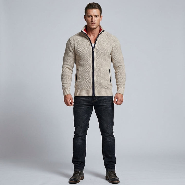 Knitted Men’s Sweater with Zipper for Warmth and Style