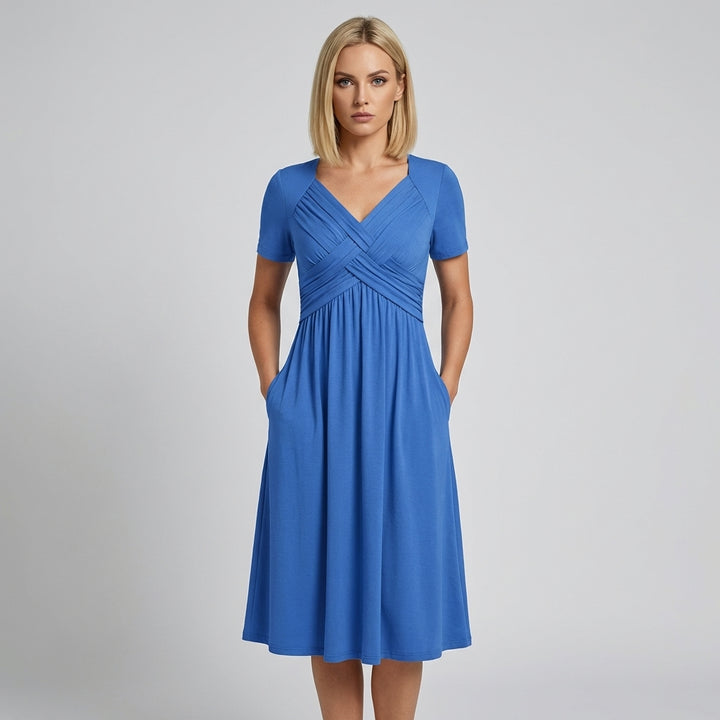 Crossed Short-Sleeve Dress
