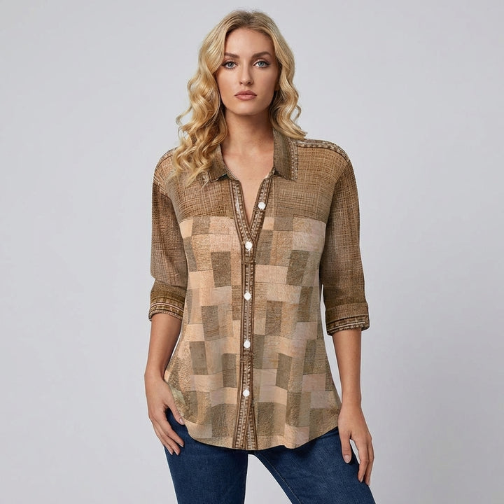 Casual Women's Blouse with Check Pattern