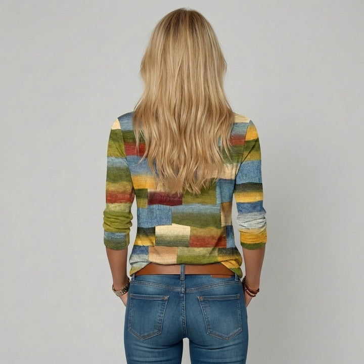 Multicolor Block Crew-Neck Tee – Loose Fit for Everyday Statement