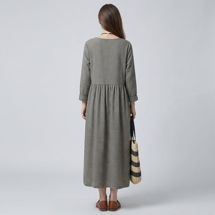 Women’s Long Sleeve High Waist Swing Maxi Dress