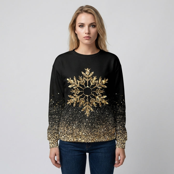 Women’s Holiday T-Shirt – Christmas Crew Neck Long-Sleeve
