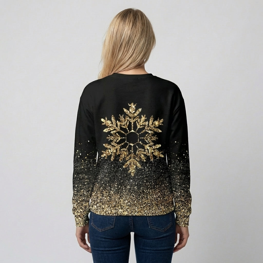 Women’s Holiday T-Shirt – Christmas Crew Neck Long-Sleeve