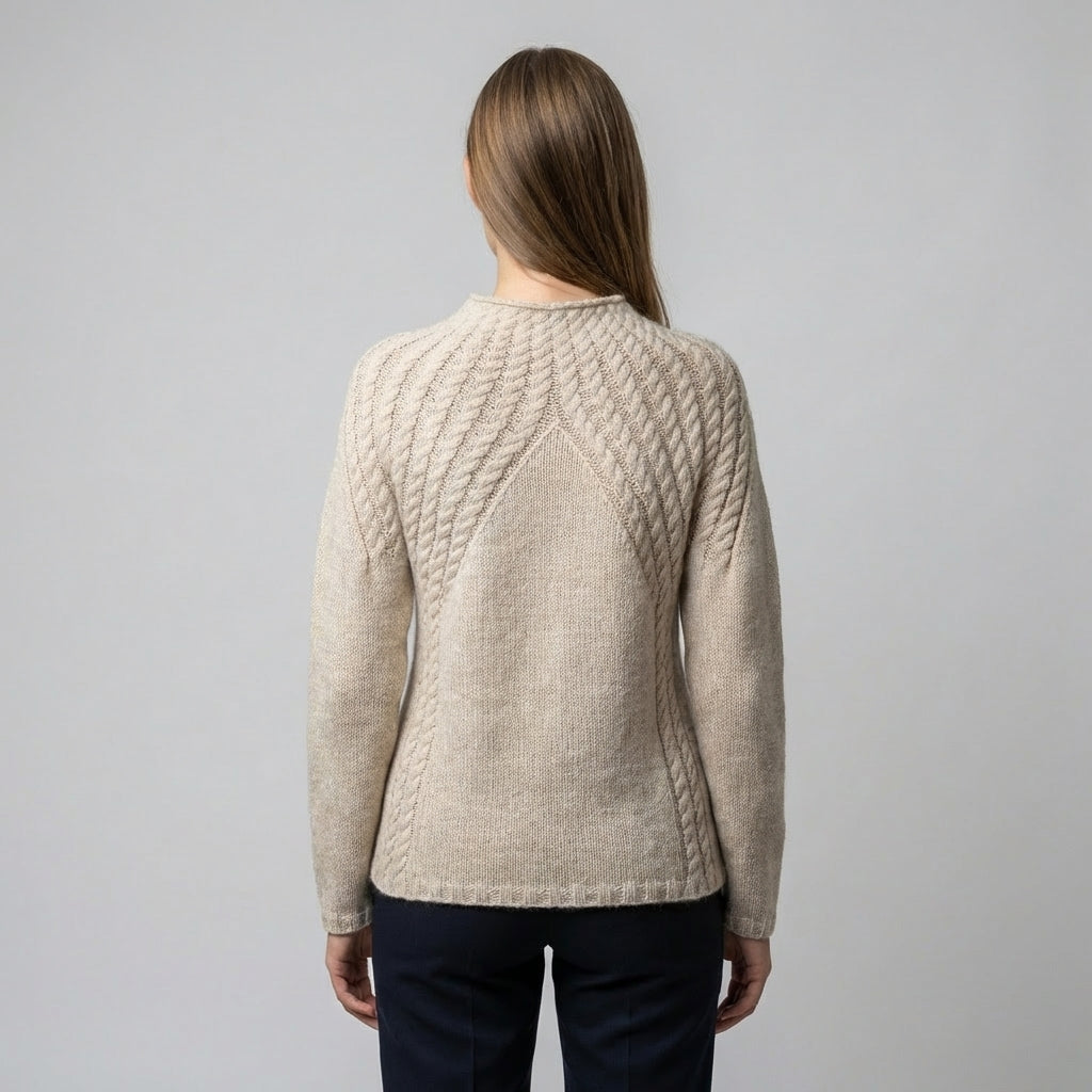 Women’s Round Neck Jumper – Apricot Solid Long Sleeve Style