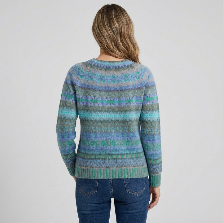 Women’s Round Neck Sweater – Soft Vintage Blue Layer
