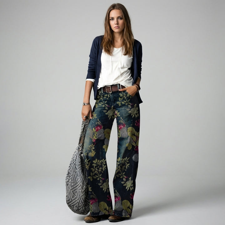Women’s Alistra Jeans – Floral Print with Relaxed Fit