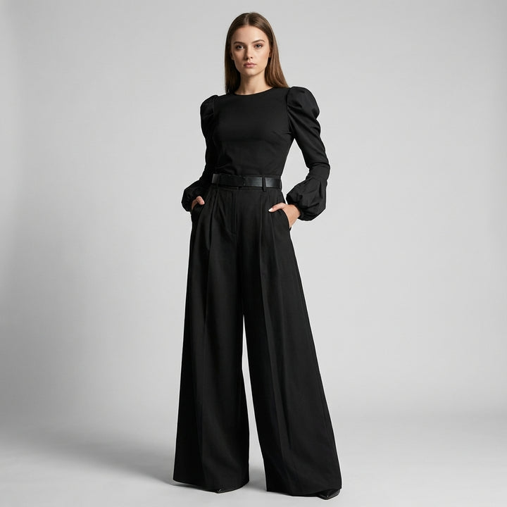 Solid-Colour Wide-Leg Women’s Trousers – Relaxed Fit