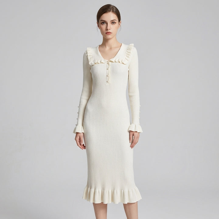 Women’s Maxi Dress – High-Waist Ruffle Statement