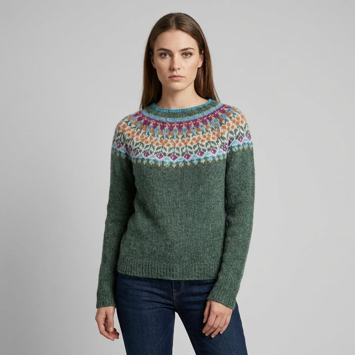 Women’s Floral-Pattern Sweater – Bright Accent for Your Fall & Winter Looks