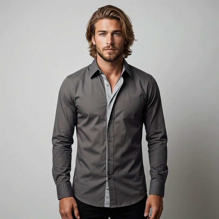 Men’s Long-Sleeve Dress Shirt – Classic Cotton Design