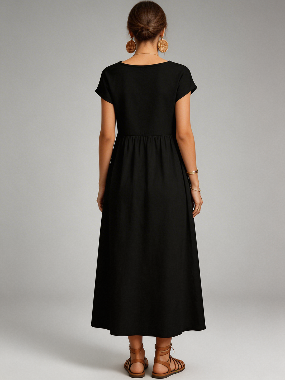 Vintage Cotton O-Neck Dress