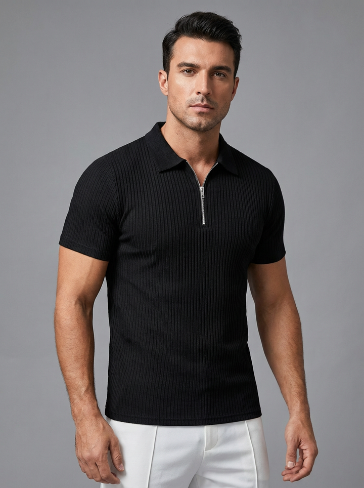 Muscle Fit Men's Polo with Zipper