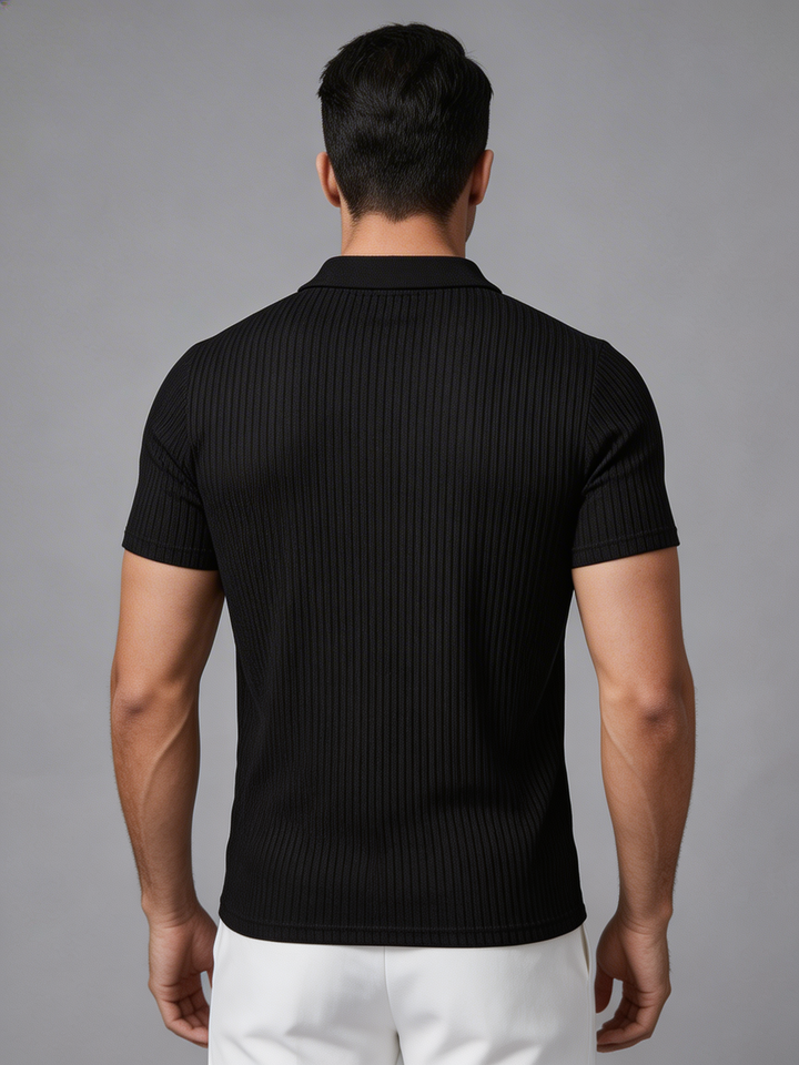 Muscle Fit Men's Polo with Zipper