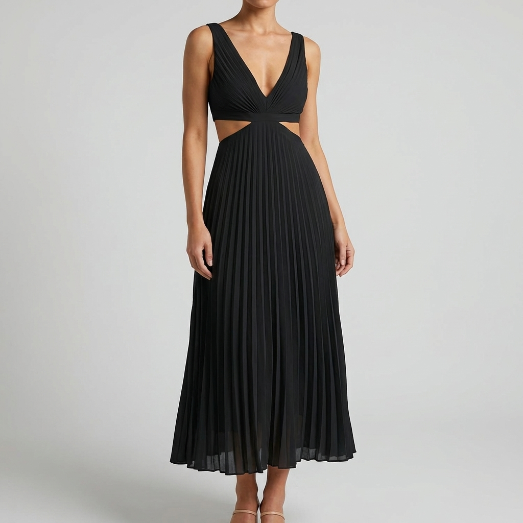 Women's Pleated Maxi Dress Elegant & Flowy
