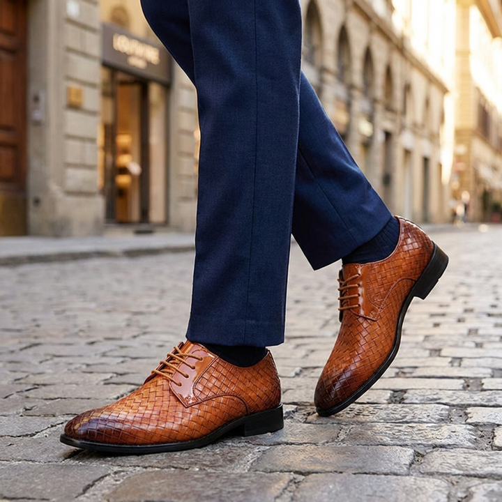 Neat Leather Lace-Up Men Shoes
