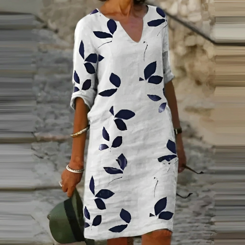 Women's Leaf Print Summer Dress