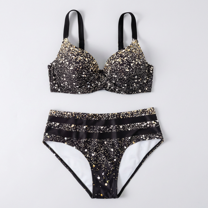 Women's High Waist Leaf Print Bikini