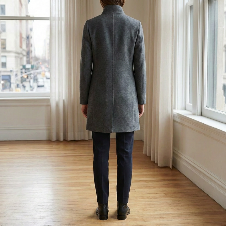Women’s Coat with Stand Collar and Pockets