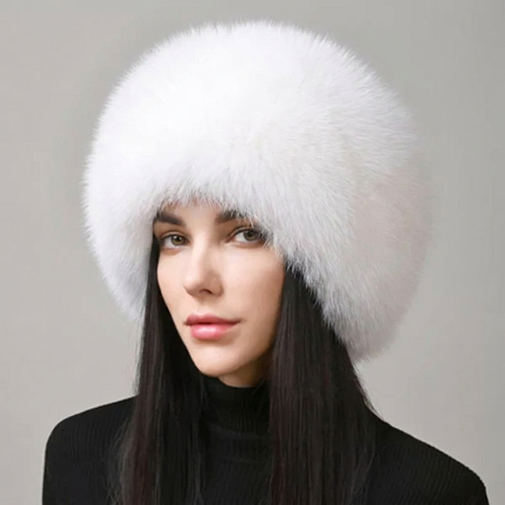 Faux-Natural Fox Fur Winter Hat with Earmuffs
