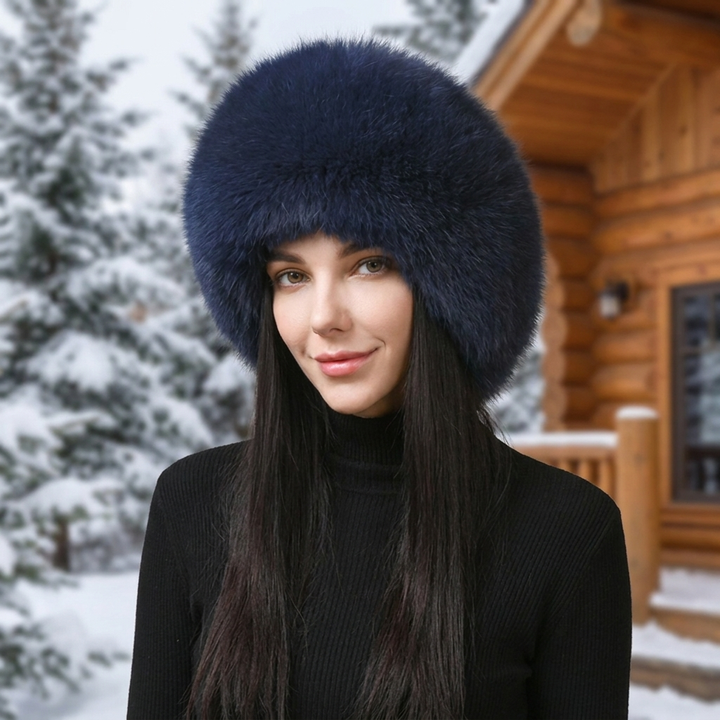 Faux-Natural Fox Fur Winter Hat with Earmuffs